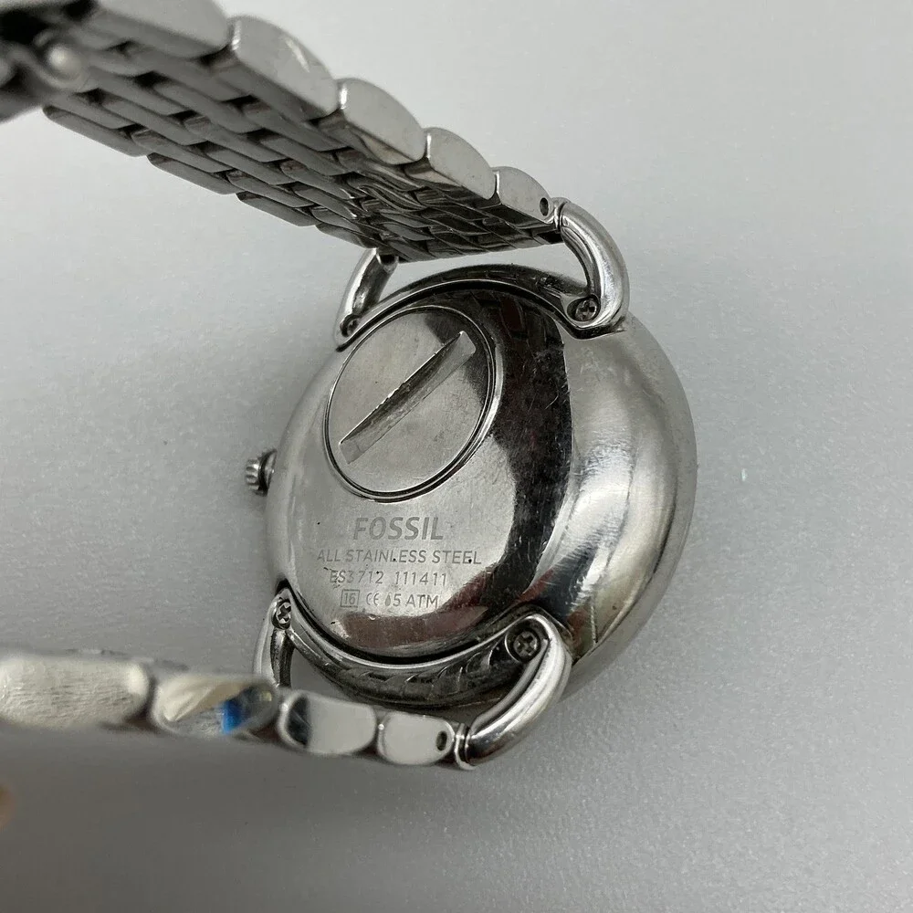 Fossil Tailor Womens Watch 34mm Silver Tone Stainless ES3712 New Battery 6